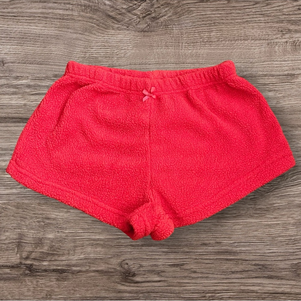 Plush Red PJ Shorts with Elastic Waistband